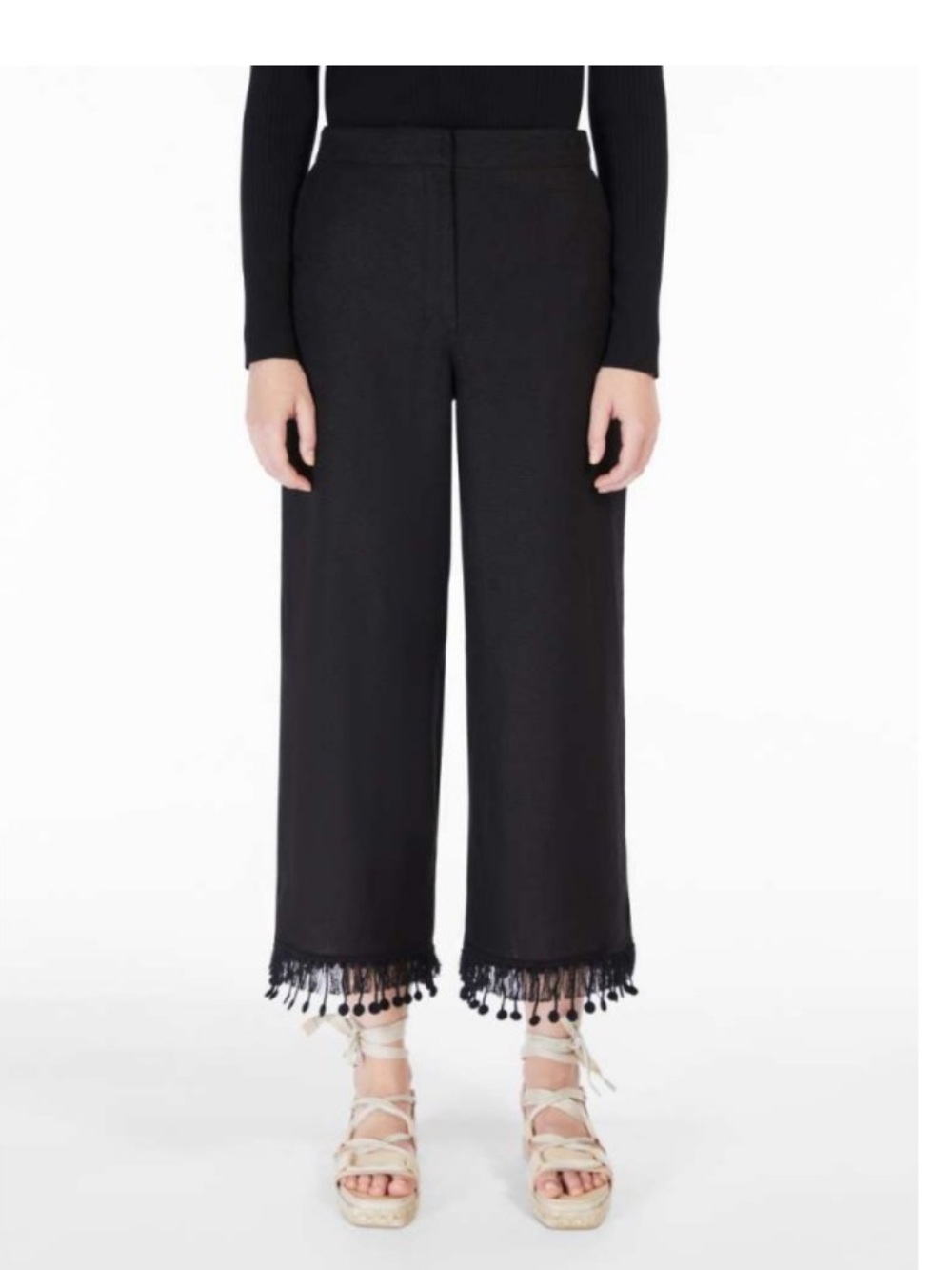 ‘S Max Mara Fiaba Linen Trousers With Fringe NWOT